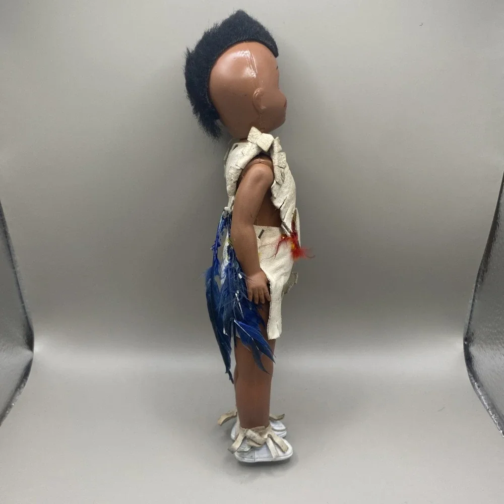 Vintage Carlson 1950s Native American Doll Leather Feathers Sleepy‎ Eyes 7